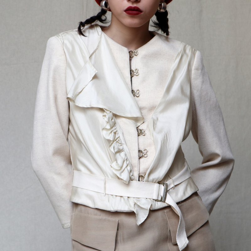 南瓜Vintage。3.1 Phillip Lim 美國製 麻質 特殊 鉤釦 繫帶 外套 - 女大衣/外套 - 棉.麻