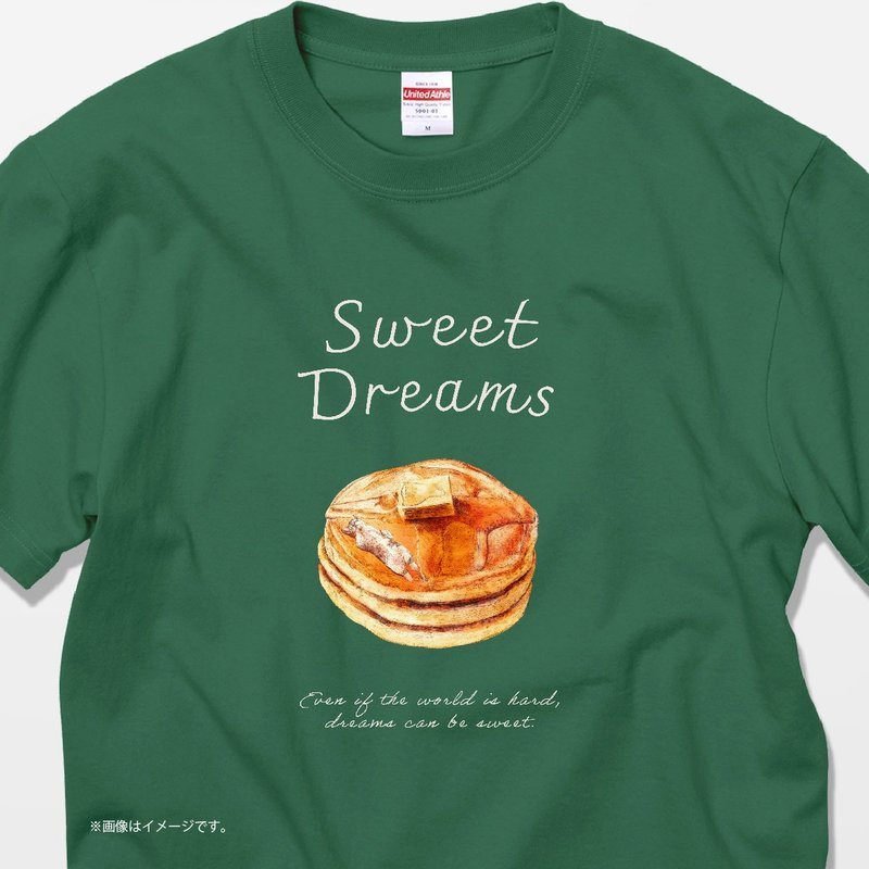 SWEET DREAMS _ Cat & Pancakes /安心のクオリティ/定番コットンTシャツ - 女 T 恤 - 棉.麻 白色