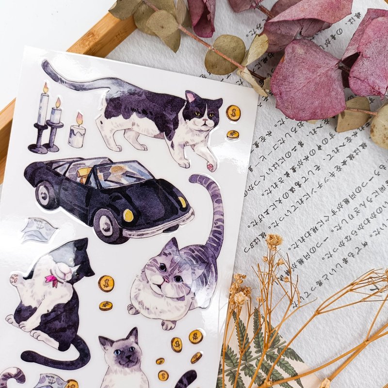 KR464_貓咪世界D Cats World D/轉印貼紙 - 貼紙 - 塑膠