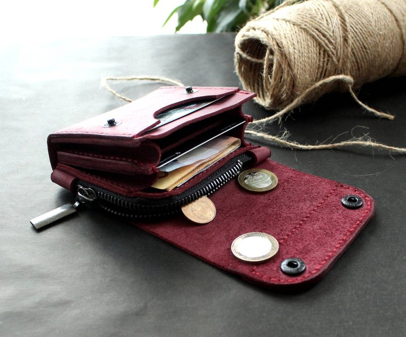 真皮錢包 小錢包 前袋錢包 - 錢包/皮夾/長短夾 - 真皮 紫色
