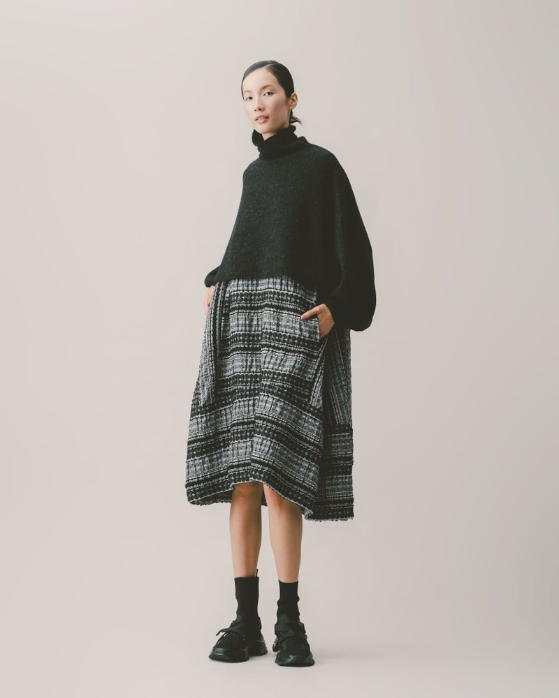 UUIN_黑灰條無袖洋裝 - 洋裝/連身裙 - 其他材質 黑色