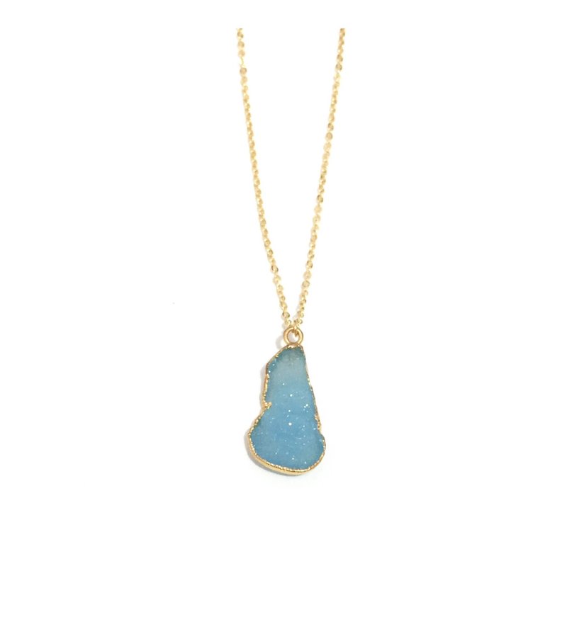 Sky blue agate original stone pendant necklace