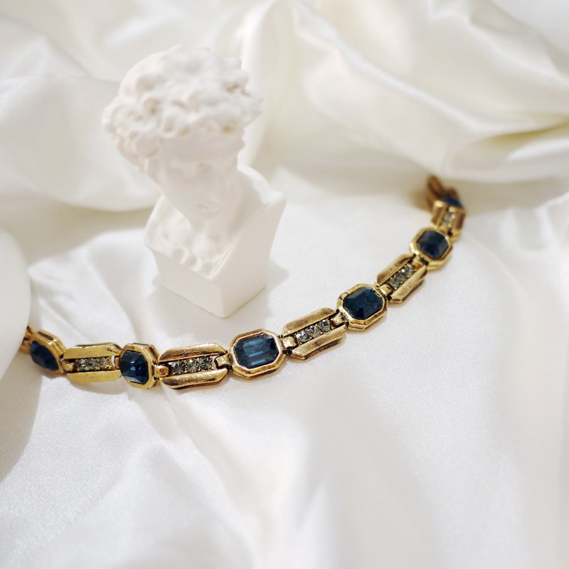 幾合藍寶石復古風格手鍊 - 手鍊/手環 - 其他金屬 藍色