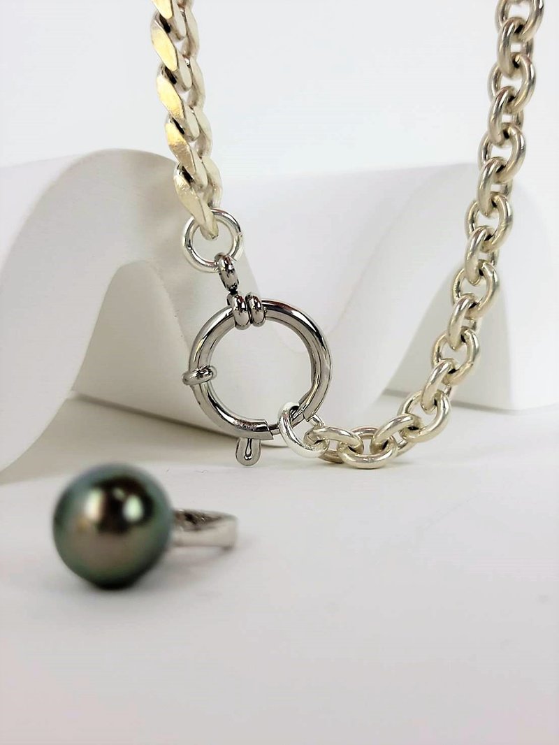 大溪地黑珍珠手鍊/純銀手鍊/純銀輕珠寶 - 手鍊/手環 - 珍珠 黑色