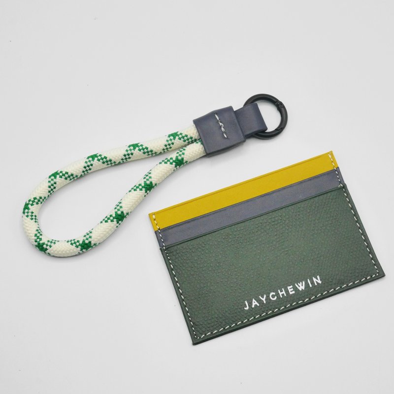 【ALMOSTPERFECT】 瑕疵銷售 - Card Holder with Keychain - 名片夾/名片盒 - 真皮 綠色