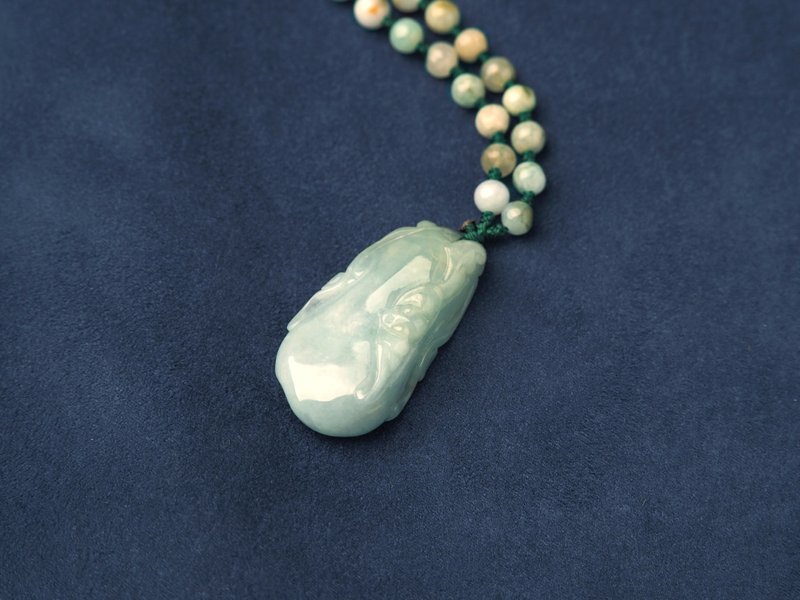 福玉 | 糯種起膠翡翠 | 天然翡翠玉珮掛件 - 其他 - 玉石 藍色