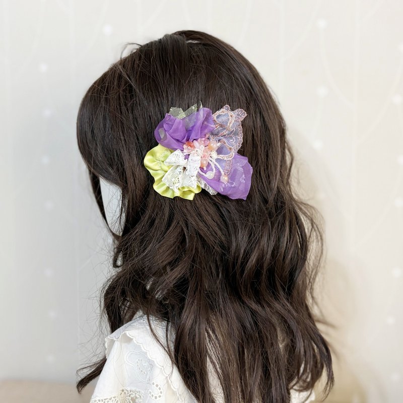 手工拼接 / 串珠髮夾 BB夾 瀏海夾 手工髮飾 - 髮夾/髮圈 - 其他材質 綠色