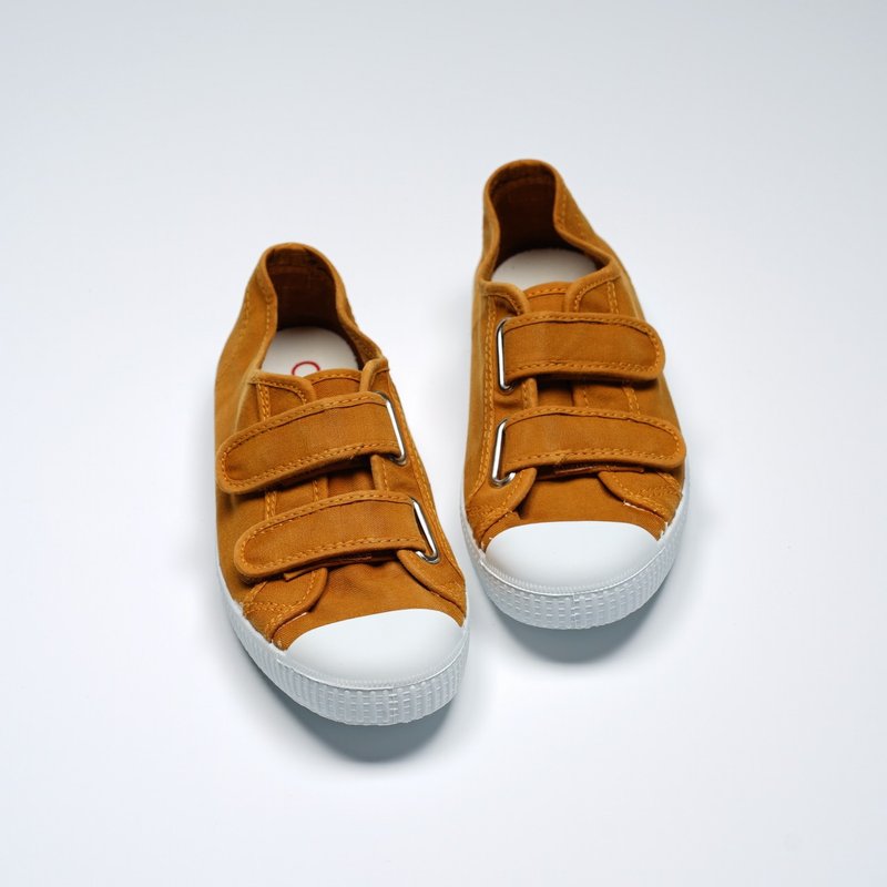 西班牙帆布鞋 CIENTA 78777 43 土黃色 洗舊布料 大人 魔鬼氈 - 女休閒鞋/帆布鞋 - 棉.麻 橘色