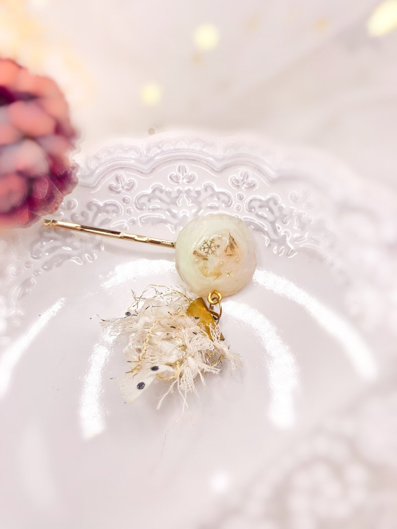 擁雪 手作一字髮夾  | 植椛。飾 小眾品牌 - 髮夾/髮圈 - 樹脂 藍色