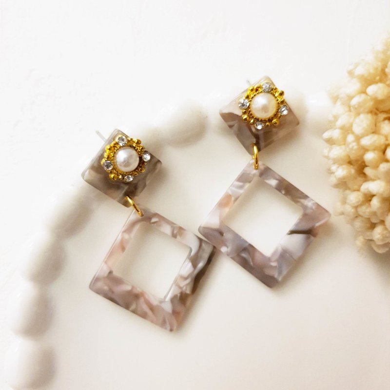 amber. Black - clip earrings pin earrings stainless steel earrings