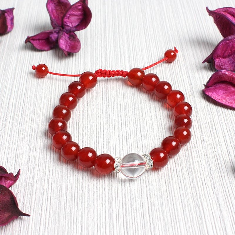 編結手鍊 | 點石成晶 (七材質選) - 手鍊/手環 - 玉石 紅色