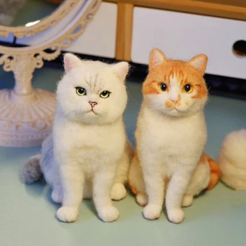 客製化逼真猫 羊毛氈 寵物 娃娃 定製 手工 狗狗猫咪 毛小孩  241 - 貓/狗玩具 - 羊毛 多色