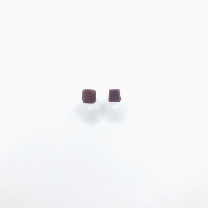 【原礦耳飾】剛玉原礦 - 耳環/耳夾/耳骨夾 - 半寶石 紫色