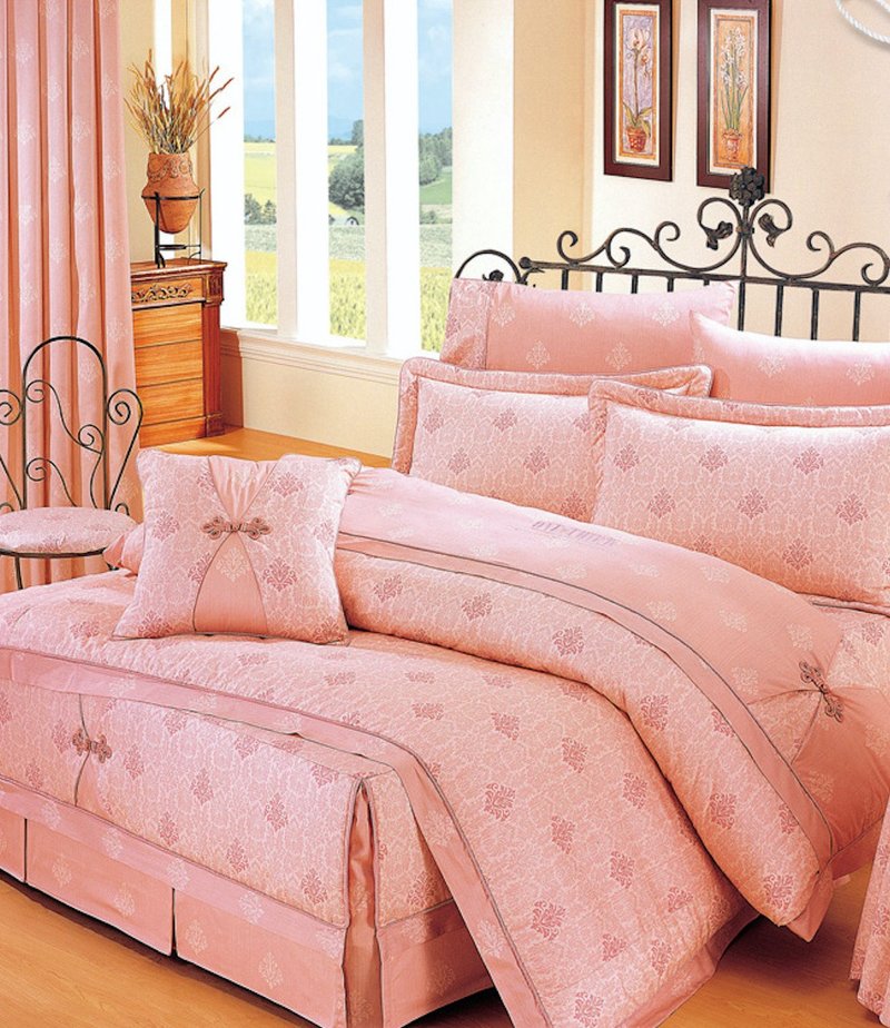 【R661 俏麗佳人】100% 40支精梳棉 七件式全套組 - 寢具/床包 - 棉.麻 粉紅色