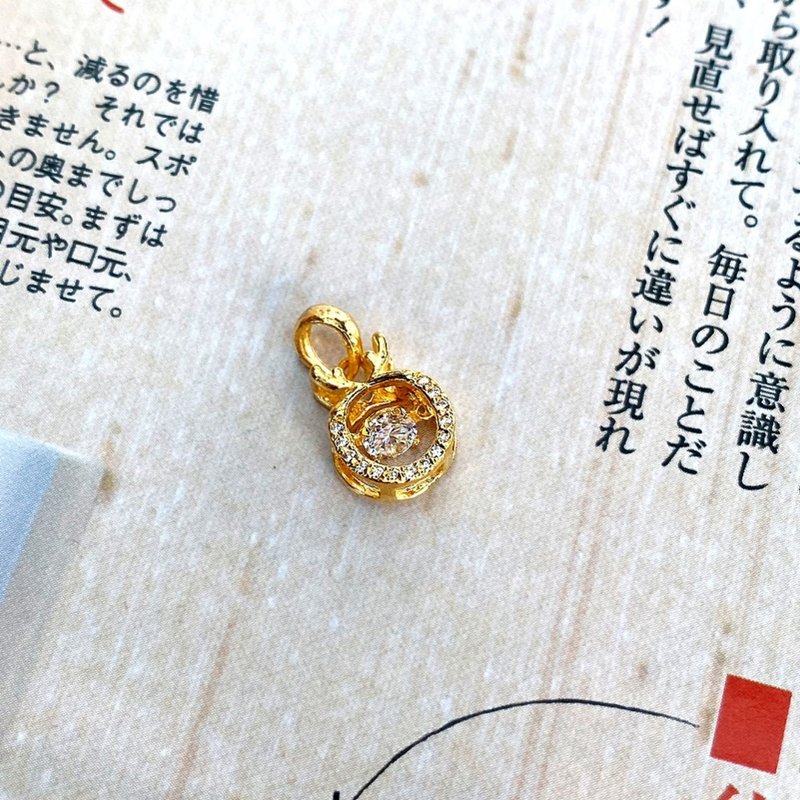 超級閃亮頂級鋯石黃金墜頭 純金墜子 黃金門市設計 附金飾保證卡 - 項鍊 - 24k 金 金色