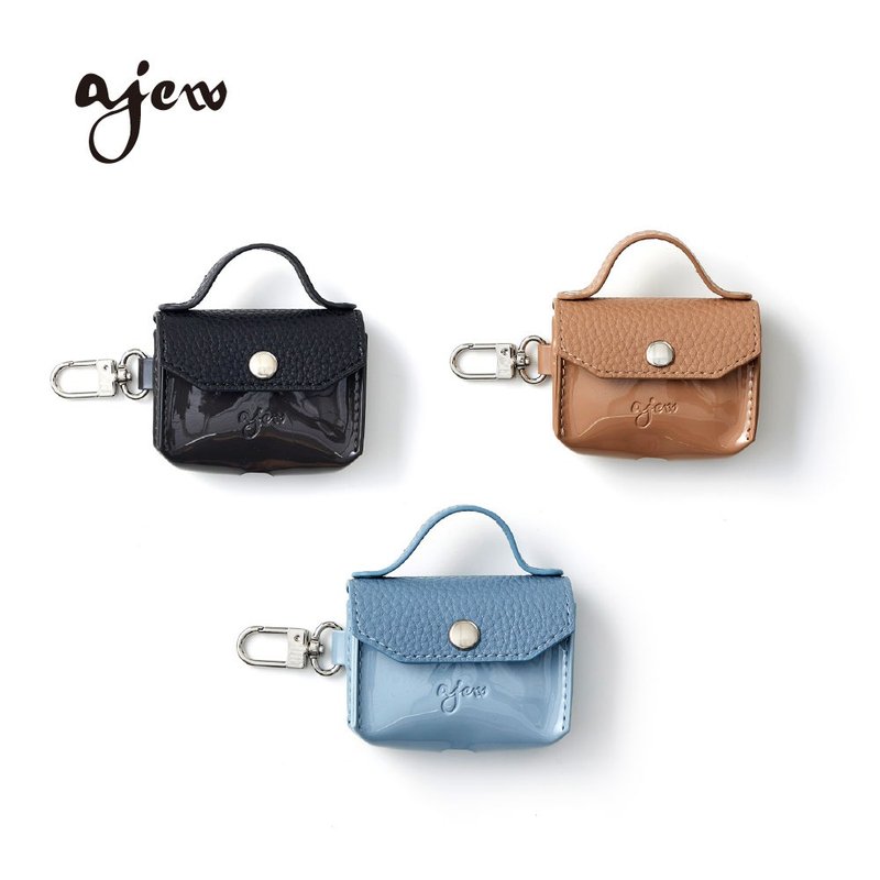 air pods Pro 漆皮亮面收納包 - 零錢包/小錢包 - 人造皮革 藍色