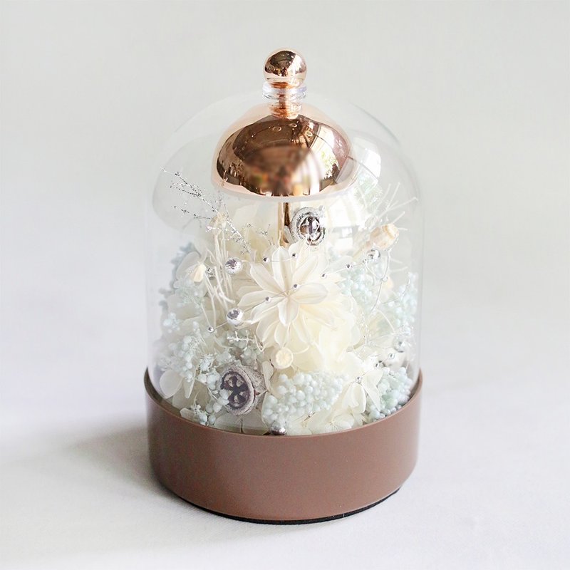 風鈴玻璃盅檯燈 - 冰晶 - 乾燥花/永生花 - 植物.花 白色