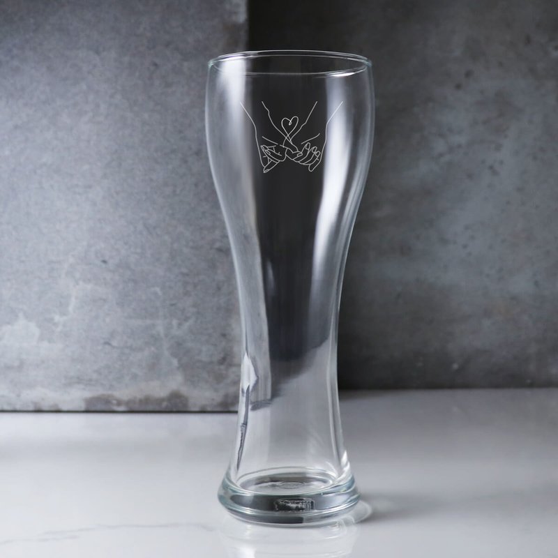545cc【月老的紅線】緣分啤酒杯 情人節送禮 - 酒杯/酒器 - 玻璃 灰色