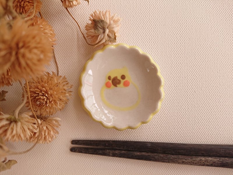 Hey! Bird friend! Cockatiel small lace plate
