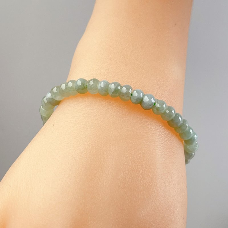 冰種翡翠算盤珠手珠手鍊 | 天然緬甸玉A貨翡翠 | 送禮 - 手鍊/手環 - 玉石 綠色