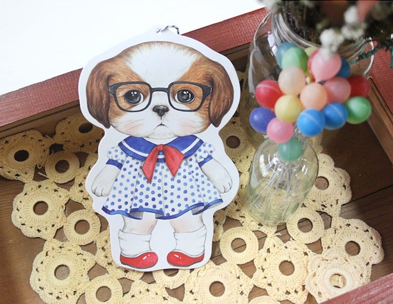 Uncle Cat Swing Postcard - Angko with glasses