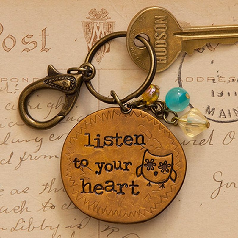 Copper key ring-listen to your heart∣KC106