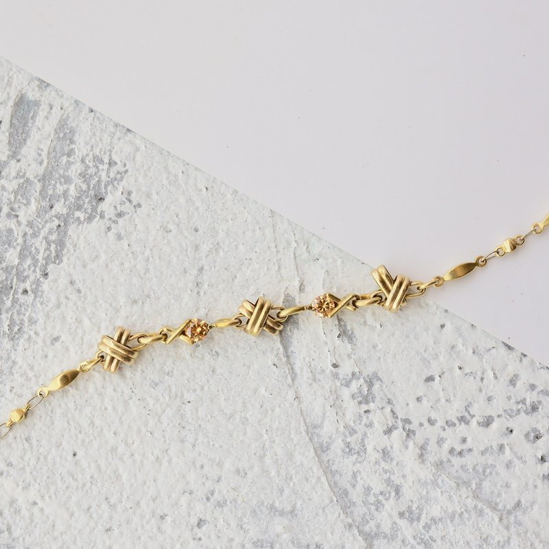Vintage handmade zircon brass bracelet fish