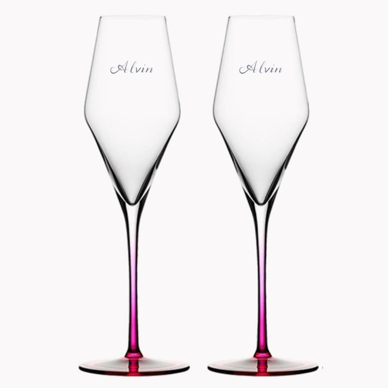 (一對價) 290cc Pink World 粉紅水晶香檳對杯 情人專屬 - 酒杯/酒器 - 玻璃 粉紅色