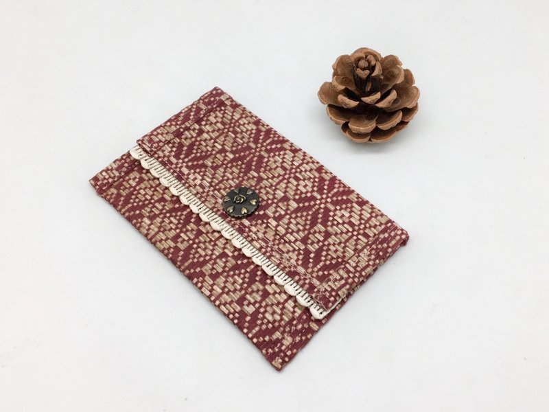 紙編名片夾 紅花紋 台灣製 - 名片夾/名片盒 - 紙 粉紅色