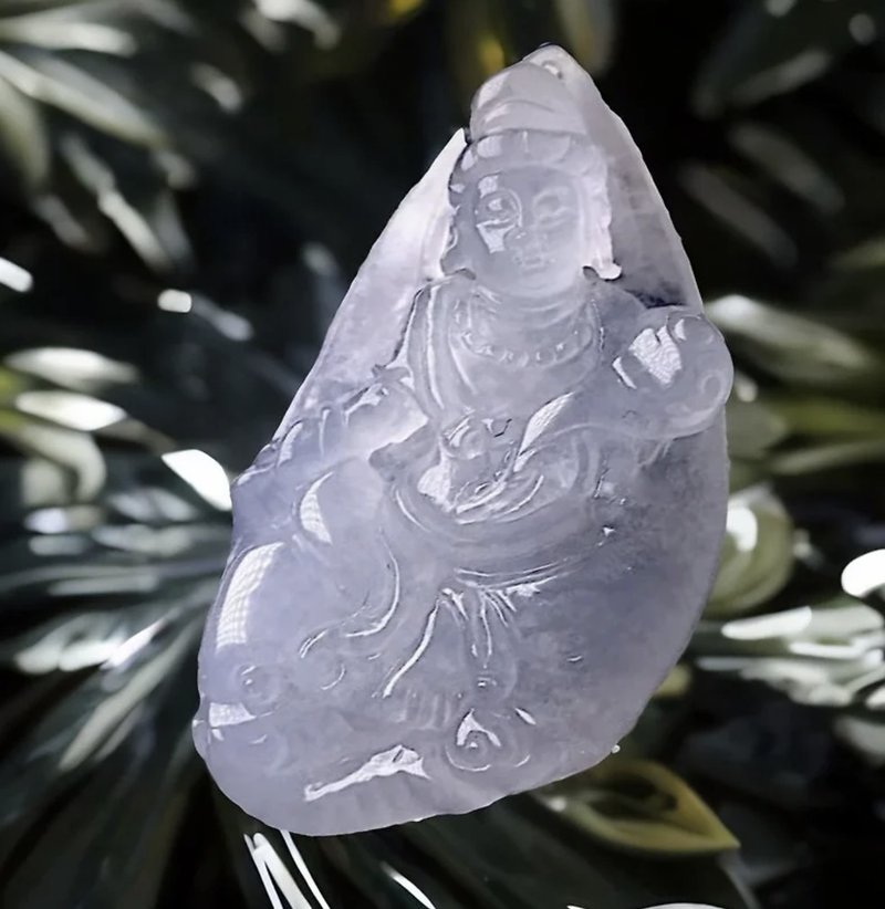 【屬龍蛇本命佛】冰種翡翠精雕普賢菩薩項鍊|天然緬甸A貨|送禮 - 項鍊 - 玉石 透明