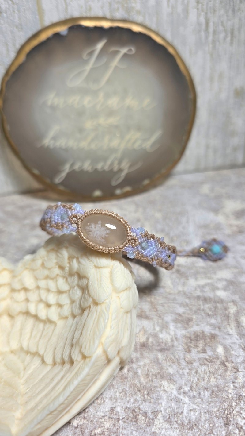 SA53櫻花瑪瑙。南美蠟線編織手繩 - 手鍊/手環 - 其他材質 多色