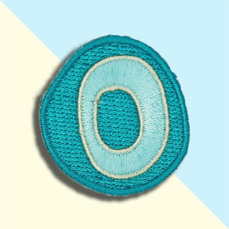 童趣刺繡貼-O - 徽章/別針 - 繡線 藍色