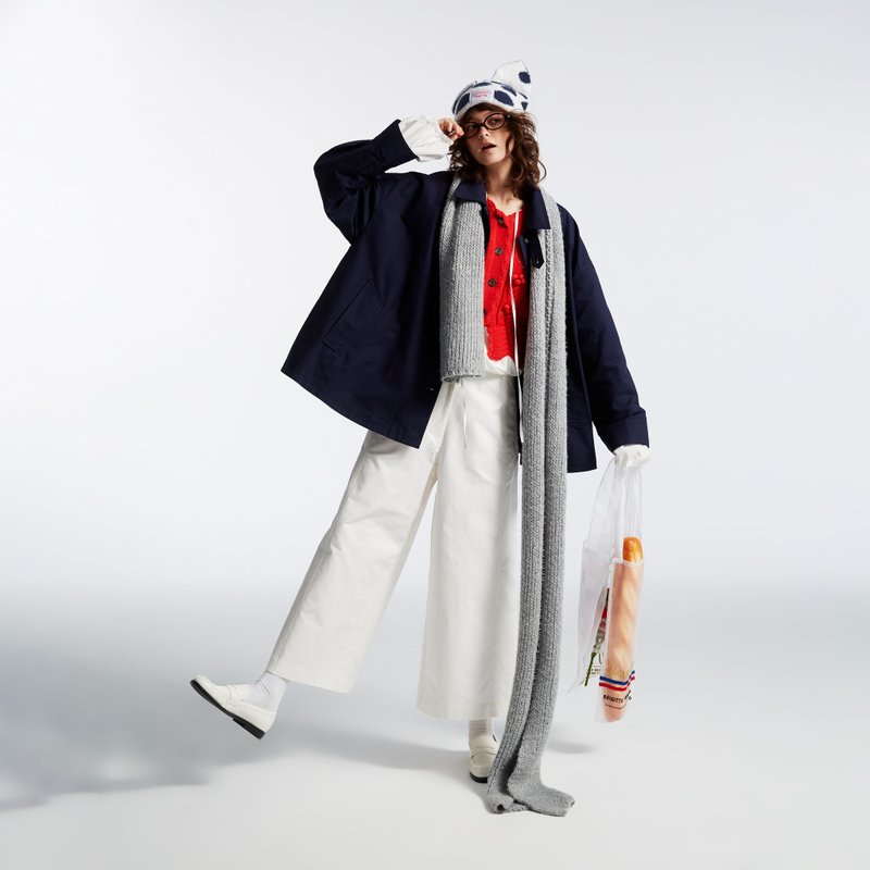 10 MOOn 高密度雙層棉織鐘形外套 - 女大衣/外套 - 棉.麻 藍色