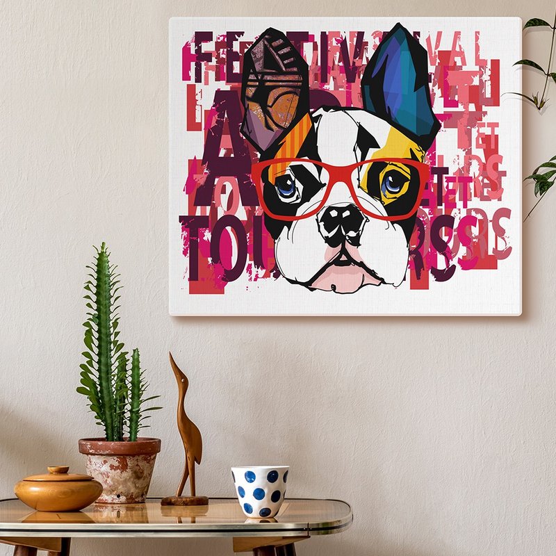 【日本 VisualSonic】藍牙畫布音箱-Dog with Glass - 藍牙喇叭/音響 - 木頭 多色