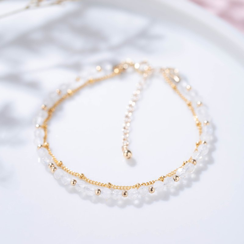 月亮石14K包金手鍊 | 月光石極細系列天然水晶14KGF手鏈 客製禮物 - 手鍊/手環 - 水晶 白色