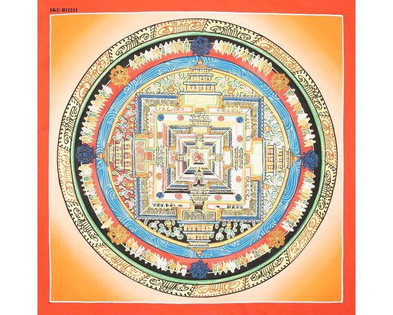 佛教時輪曼荼羅藝術——手工西藏唐卡 - 壁貼/牆壁裝飾 - 其他材質 多色