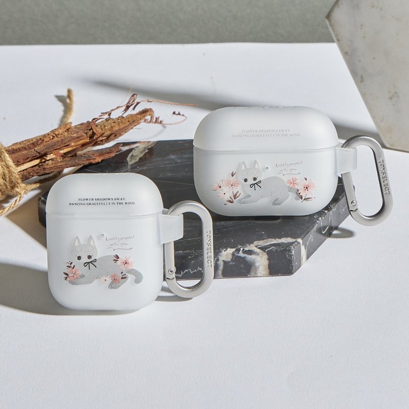wwiinngg蝴蝶結灰貓強悍防摔AirPods保護套 - AirPods/耳機保護套 - 塑膠 多色