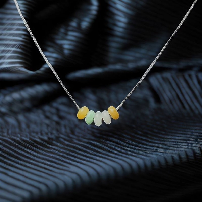 冰種多彩翡翠平安扣項鍊 | 天然緬甸玉翡翠A貨 | 送禮 - 項鍊 - 玉石 多色