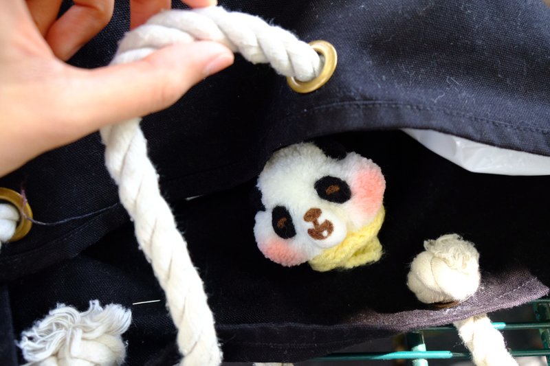 Smiling dazed red panda-shazhi-brooch with yellow neck scarf
