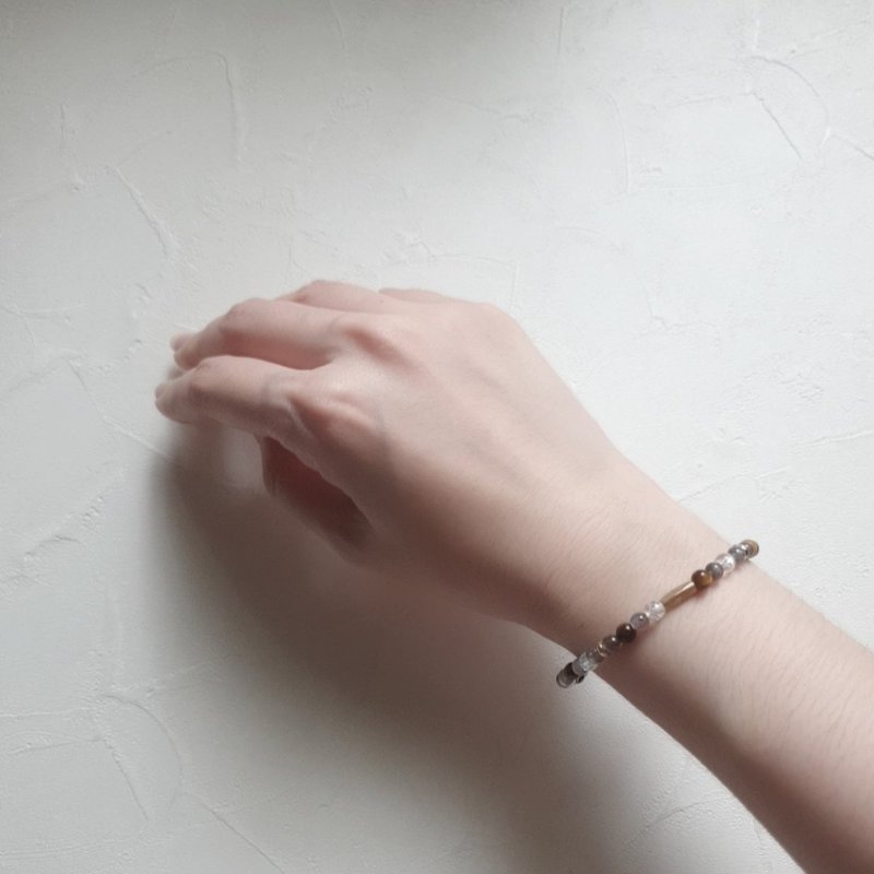 定心金石 天然晶石手鍊(堇青石.虎眼石.爆花白水晶)考生必備 - 手鍊/手環 - 水晶 紫色