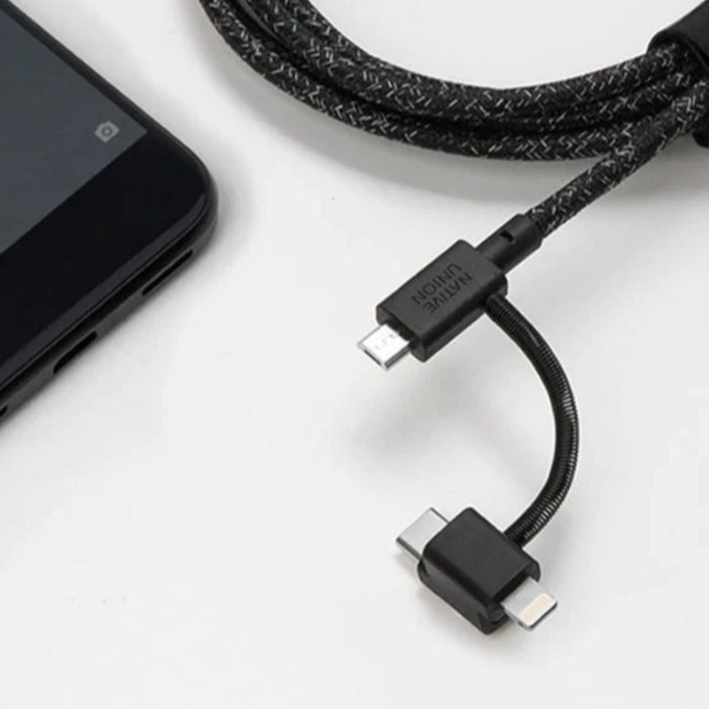 Native Union | 三合一2公尺充電線 Lightning Type-C Micro-USB - 行動電源/充電線 - 尼龍 黑色