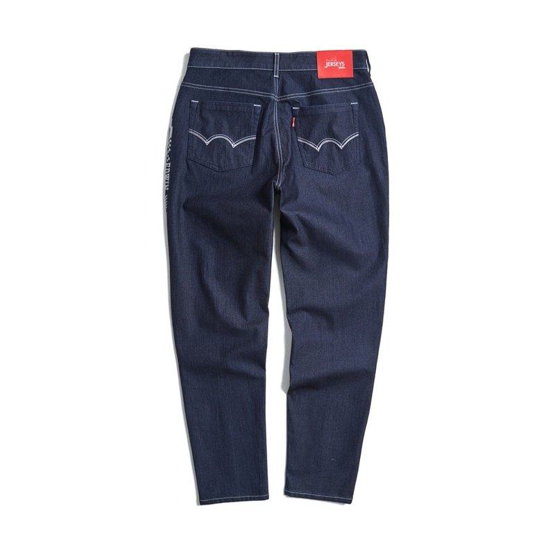 EDWIN 男款 加大碼 JERSEYS 剪接修身丹寧錐形迦績褲 (原藍磨) - 男長褲/休閒褲 - 棉.麻 藍色