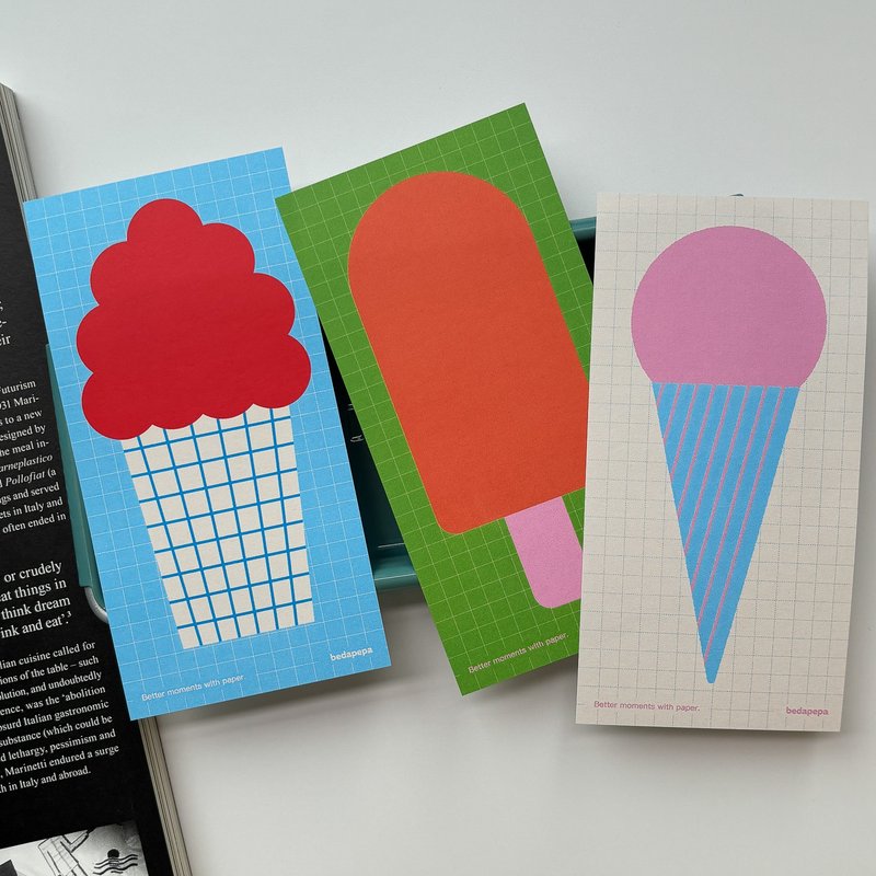 雪糕系列 便籤紙/便條紙 可愛撞色備忘貼 可撕手帳便箋備忘速記 - 便條紙/便利貼 - 紙