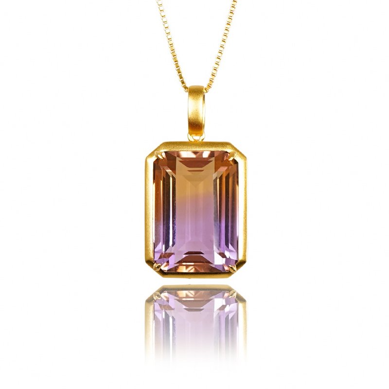 【正佳珠寶】紫黃晶 頂級雙彩紫黃晶 祖母綠切割 6.8g 紫黃晶吊墜 - 項鍊 - 半寶石 多色