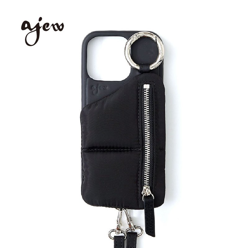 ajew puffer 蓬鬆羽絨手機殼 / black(附背帶) - 手機殼/手機套 - 人造皮革 黑色