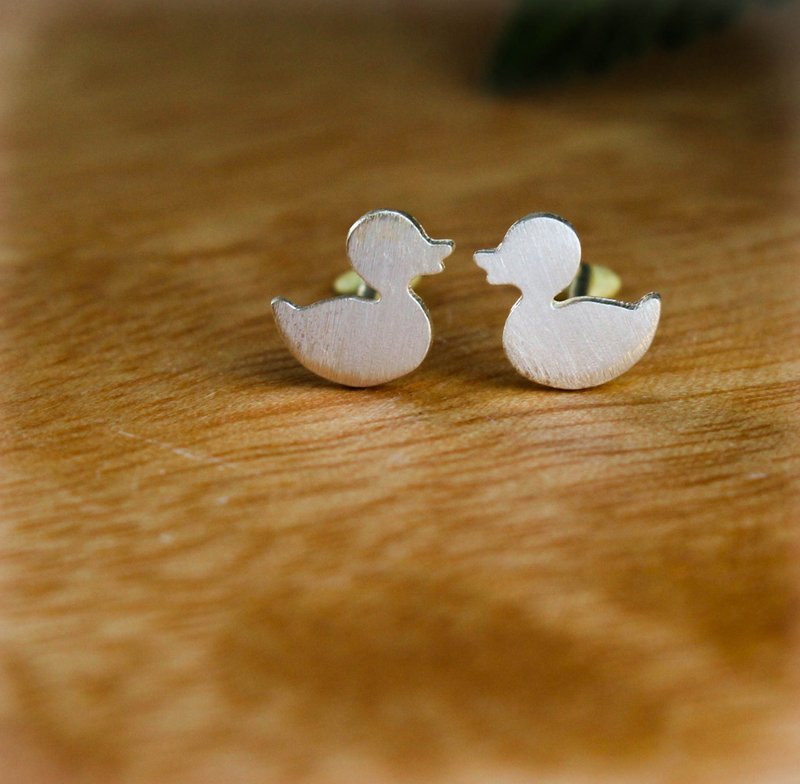 Kiss Kiss Duckie - Silver Earrings / Sterling Silver / Duck / Earrings