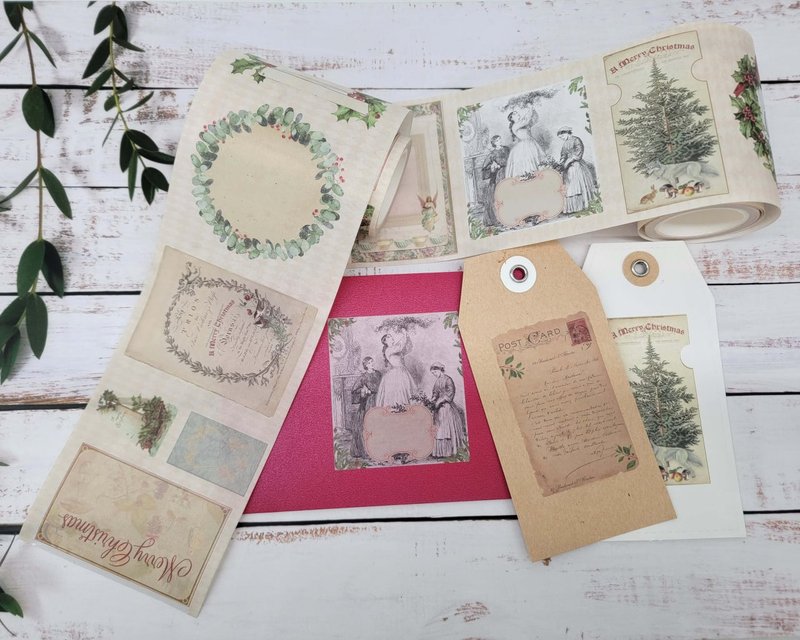 Vintage Christmas Washi Stickers: Victorian style die cut st - 貼紙 - 紙 多色