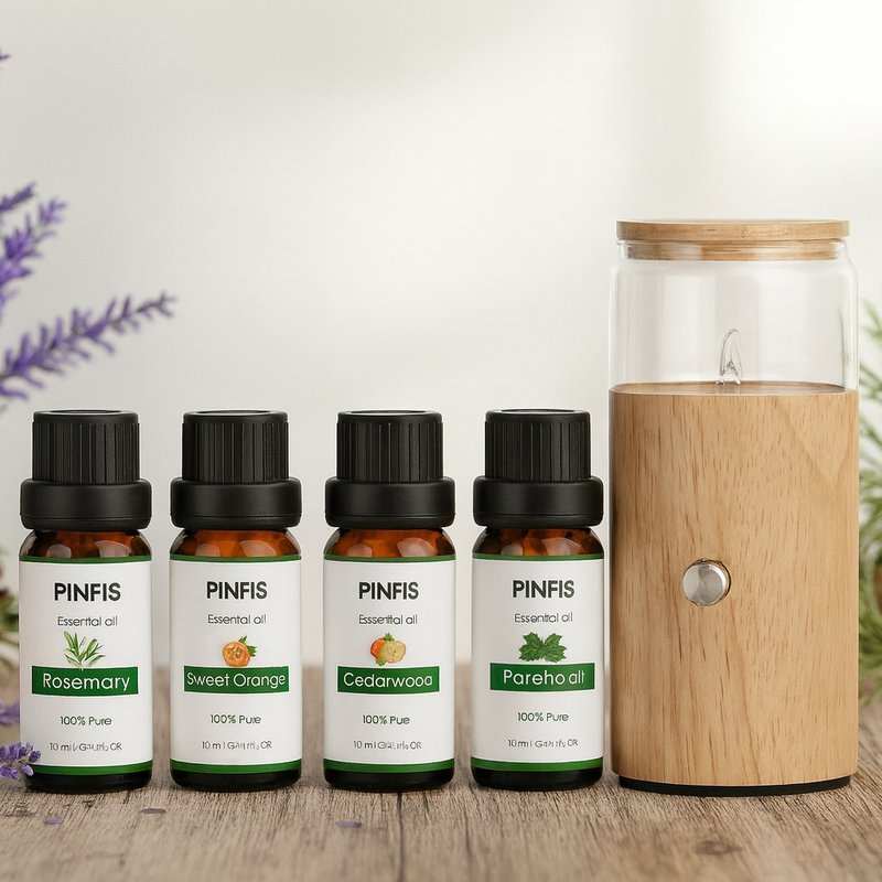 【品菲特PINFIS】手工玻璃實木精油擴香儀-直筒型(天然精油4入) - 香氛/精油/擴香 - 玻璃