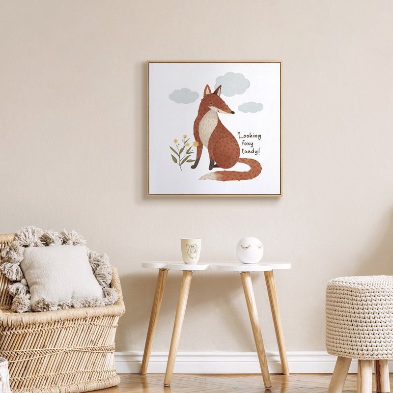 今天真俏皮! - 秋日童趣狐狸掛畫/療癒房間佈置/幼兒園擺設 - 海報/掛畫/掛布 - 棉.麻 咖啡色