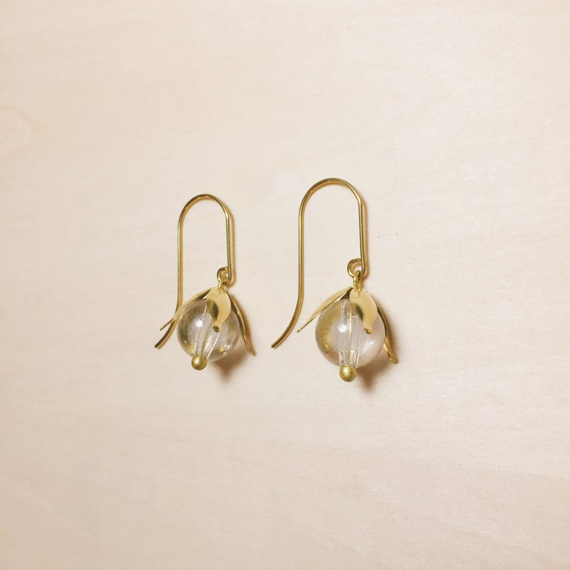 Vintage brass petals transparent fruit earrings